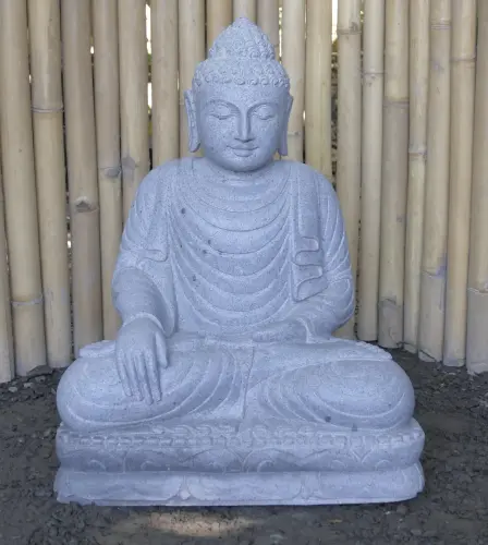 Product image of the product “Seated Buddha made of Riverstone in Bhumisparsha - gesture of touching the earth. 64 cm height. ”